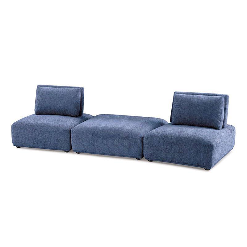 Stavan Modular 2 Seater Sofa Set, Blue Chenille Adjustable Seat Depth