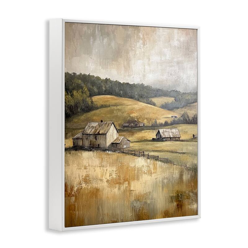 Stupell Rustic Farmland & Rolling Hills Framed Giclee Art Design By Petal Prints Design