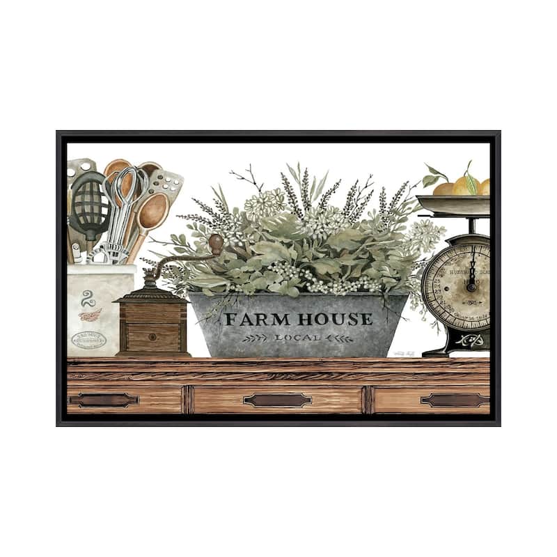 iCanvas "Farm House Kitchen" by Cindy Jacobs Framed - Ebony - 26x40