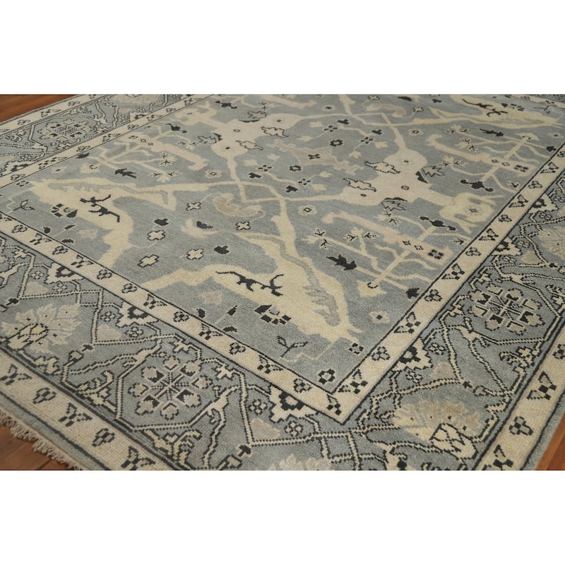 Blue Oushak Indian Area Rug Handmade Wool Carpet - 8'3" x 10'4"
