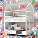 preview thumbnail 1 of 18, Modren Twin over Twin House Bunk Bed With Metal Frame and Built-in Ladder for Bedroom Black
