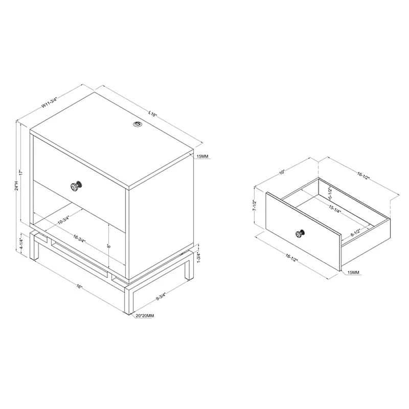 Camelia Contemporary 18-inch 1-Drawer Side Table by Furniture of America (Set of 2)