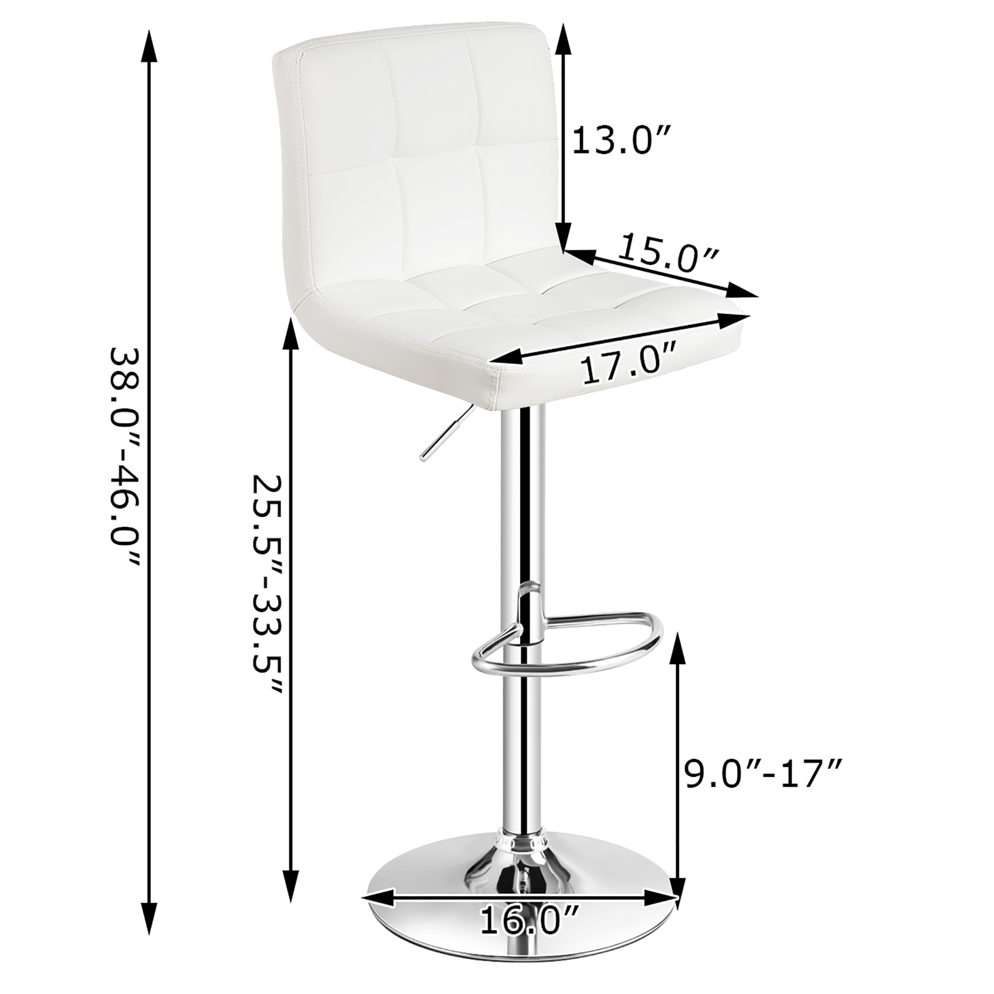 Costway Adjustable Armless Bar Stool Full Back Swivel Kitchen Counter - See  Details