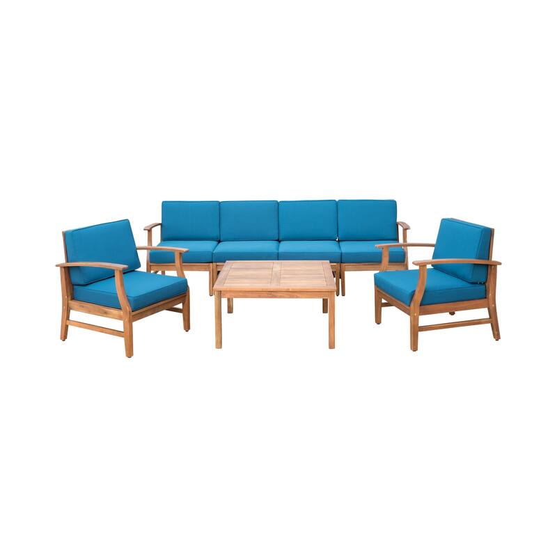 Perla Acacia Wood 7-piece Outdoor Chat Set by Christopher Knight Home