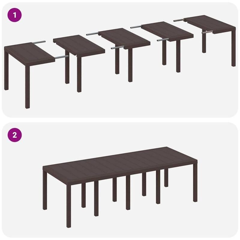 vidaXL Garden Table Anthracite/Brown poly rattan - 98.4 x 39.4 x 28.7 inch