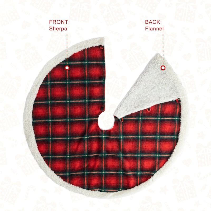 Glitzhome 48"D or 60"D Reversible Classic Plaid Flannel Christmas Tree Skirt
