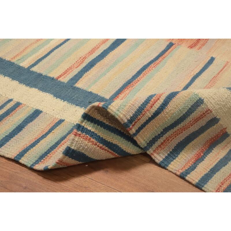 Hand Woven Oriental 100% Wool Carpet Southwestern Tribal Multi-Colored Kilim Area Rug - 9' 8'' X 8' 0''