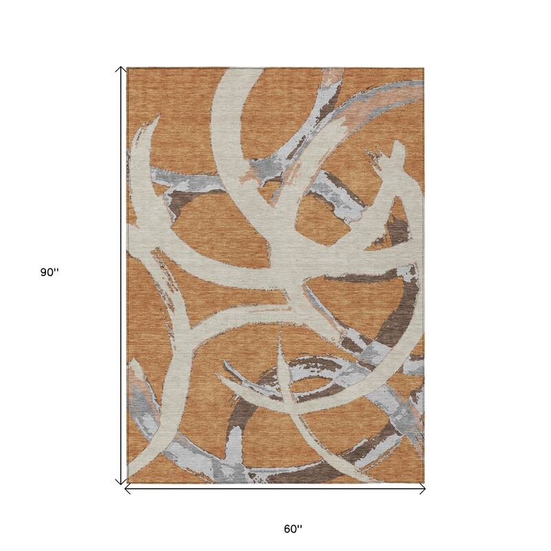 HomeRoots Abstract Transitional Rectangle Outdoor Rug