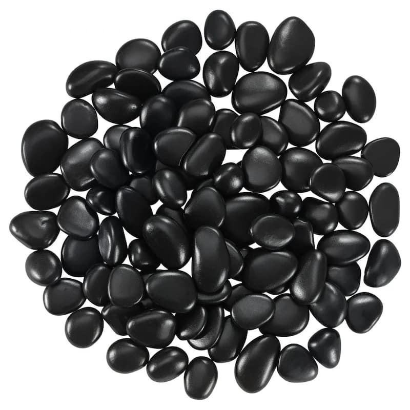 Rain Flower River Rocks Decorative Stones for Landscaping Aquarium Garden and Plant Care - 0.59-0.71 x 0.59-2.36 x 0.19-1.97 in - Black River Stone