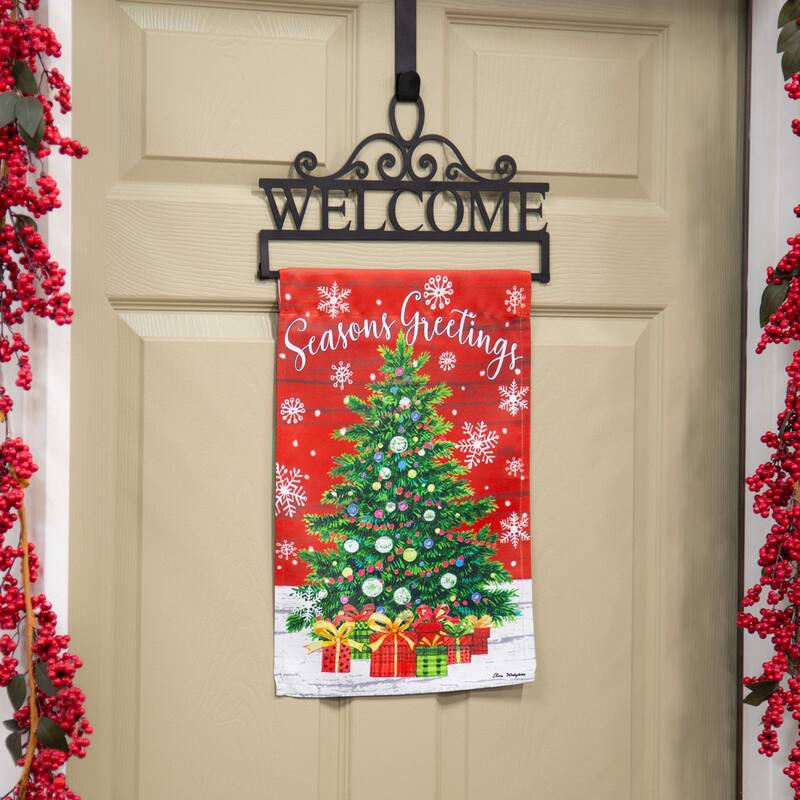 Seasons Greeting Trees Suede Garden Flag - Multi - Color - 12.5 in x 18 in