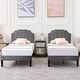preview thumbnail 20 of 37, Twin Size Bed Frame, Height Adjustable Upholstered Bed, Twin Size Bed Set of 2 Grey