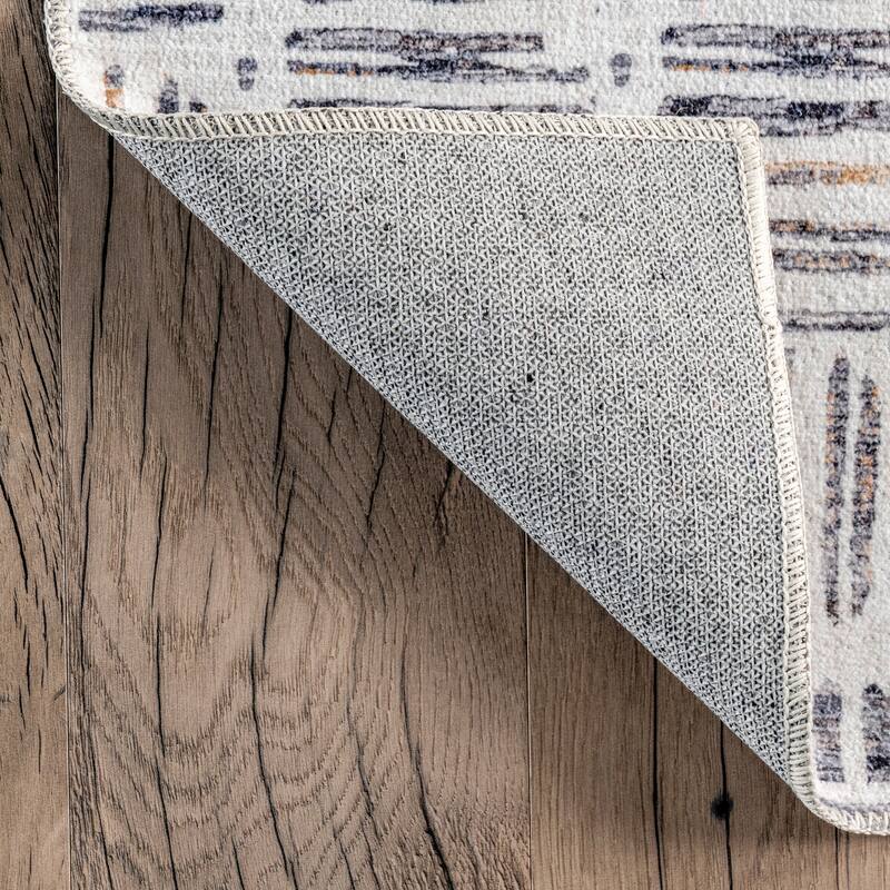 Nuloom Mitzi SpinClean Abstract Lines Machine Washable Area Rug