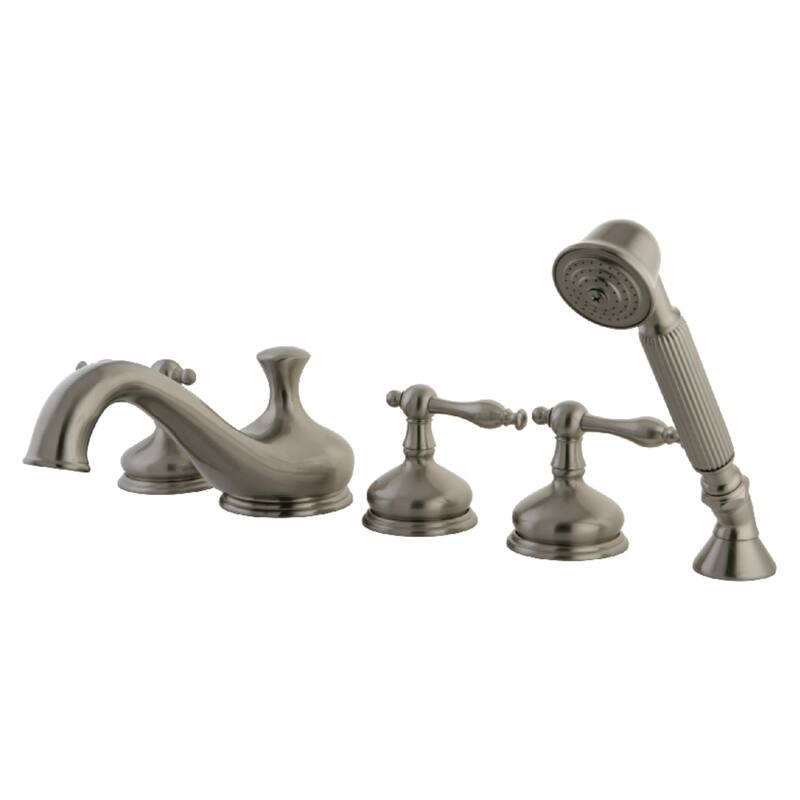 Kingston Brass Roman 5-Hole Deck Mount Roman Tub Faucet with Hand Shower - Brushed Nickel