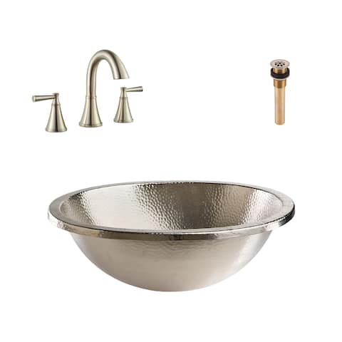 Edison Drop in or Undermount Nickel Bath Sink with Cantara Faucet and Drain