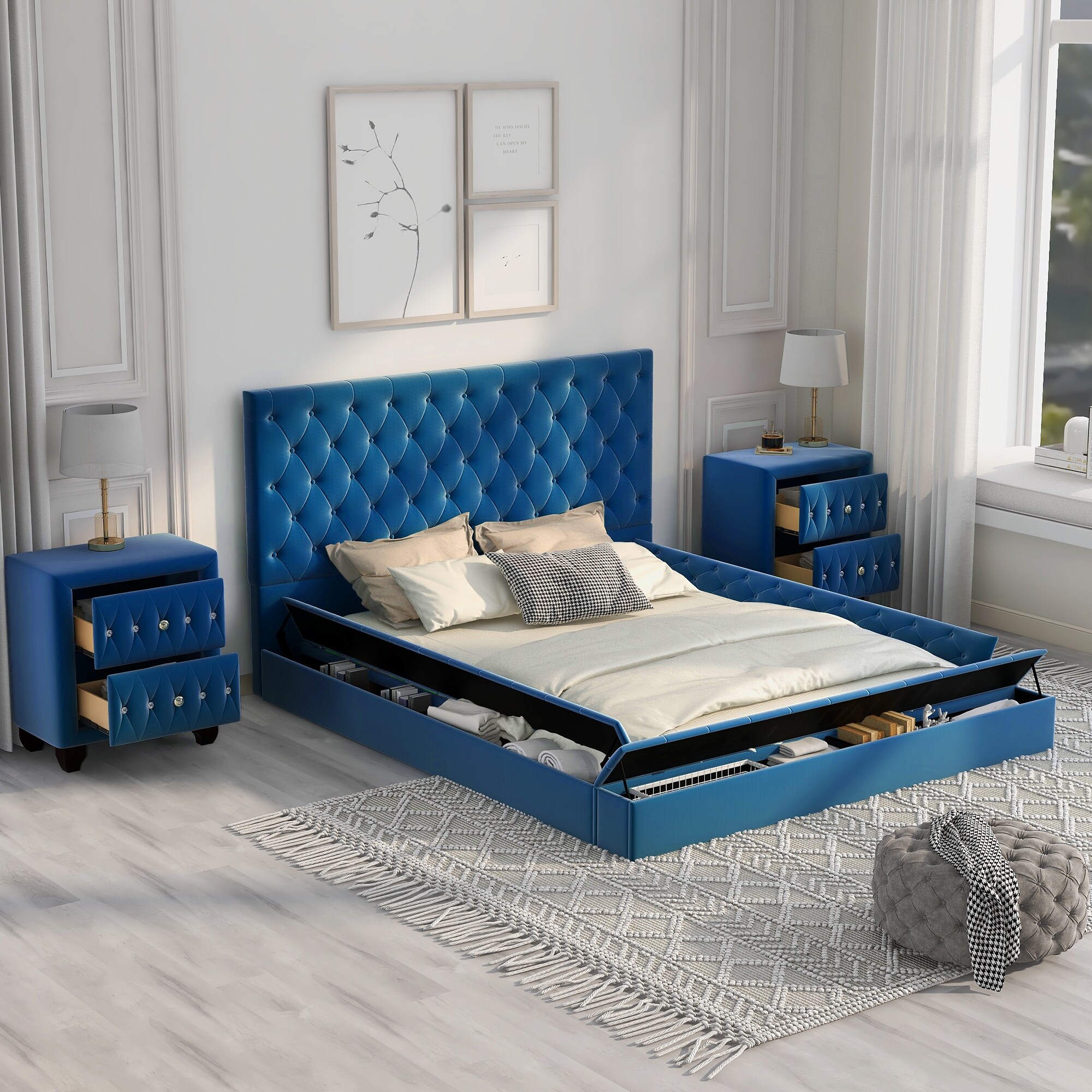 Low profile velvet bed hotsell