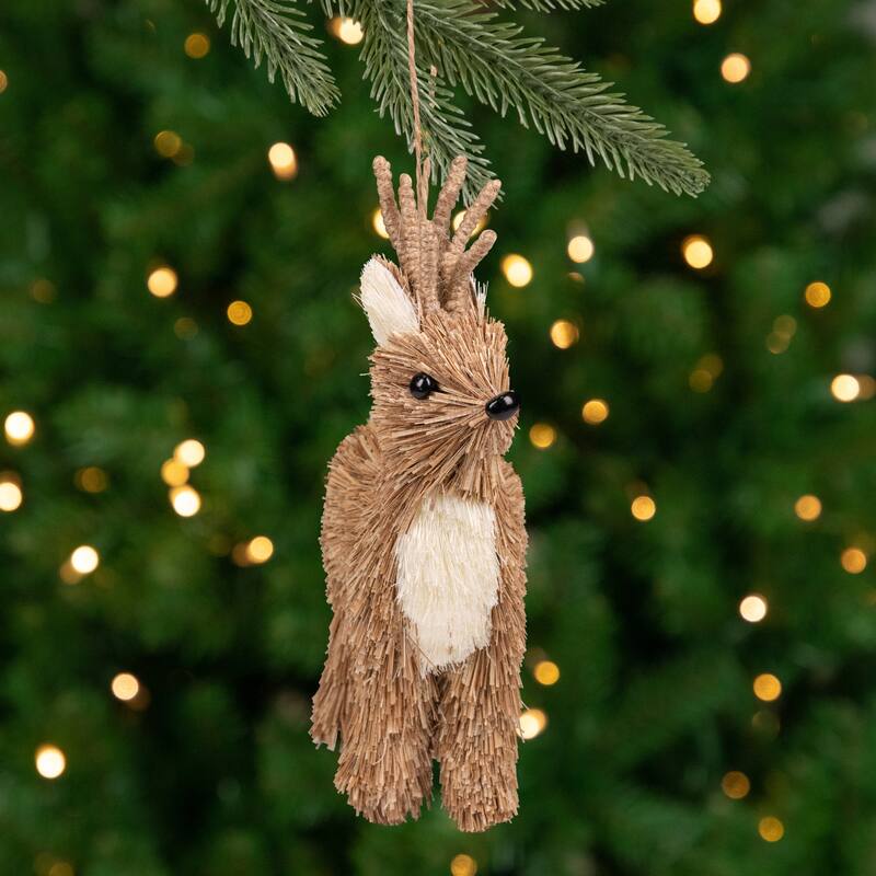 Woodland Critters Christmas Ornaments - 6" - Ivory and Brown - Set of 4