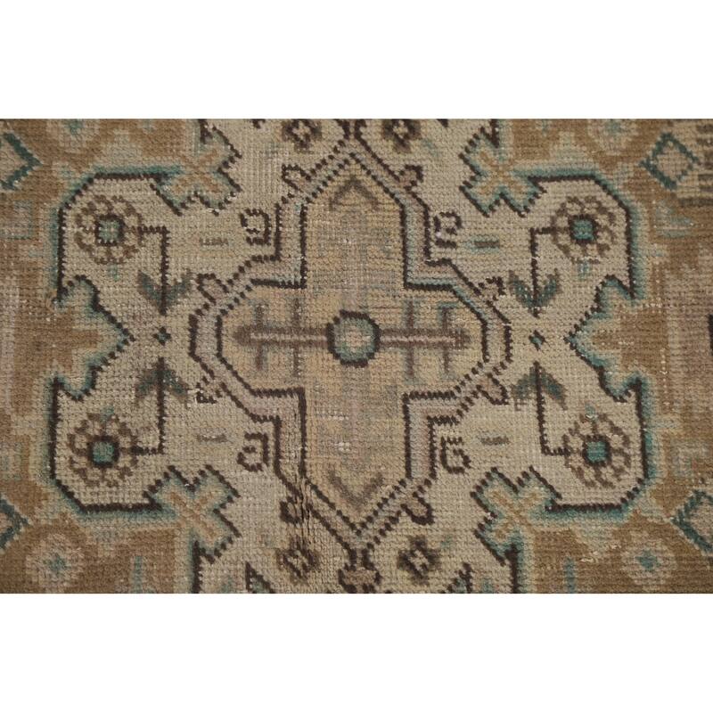 Hand Knotted Oriental 100% Wool Carpet Traditional Medallion Peach Tabriz Area Rug - 9' 7'' X 6' 5''