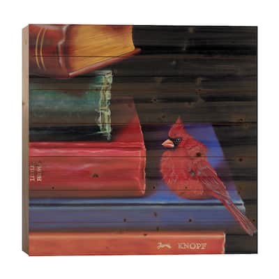Fine Feathered Footnotes  Print On Wood by Camille Engel - Multi-Color