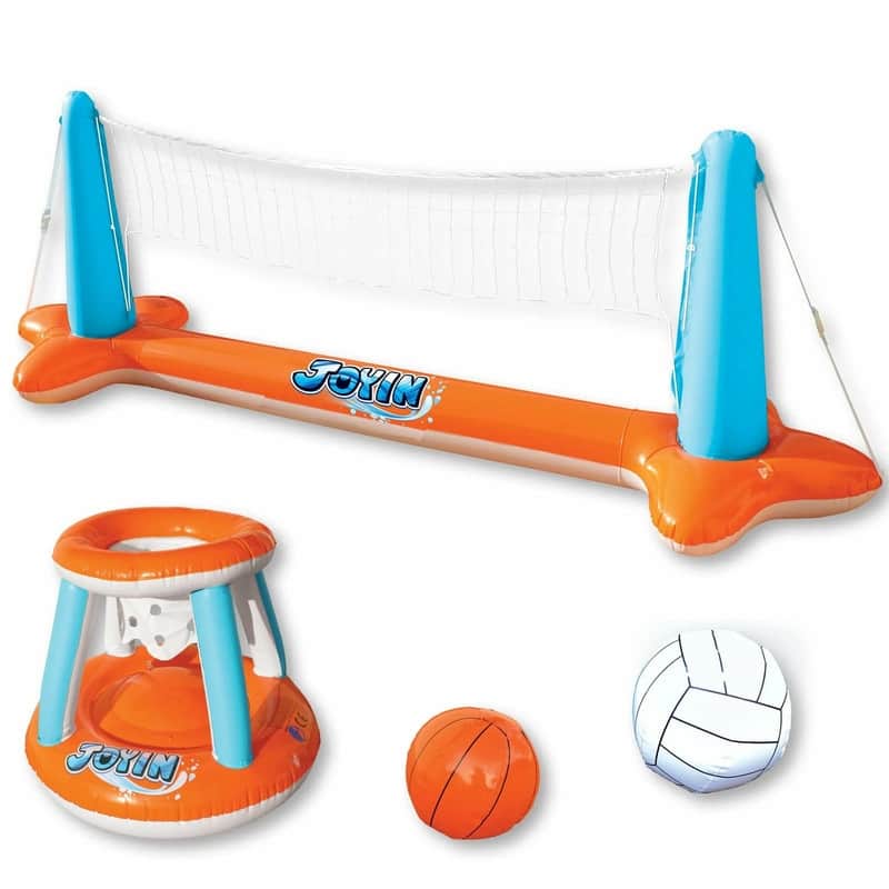 Syncfun 105" Inflatable Pool Float Volleyball Net & Basketball Hoops