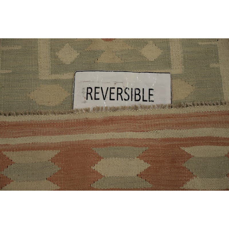 Hand Woven Oriental 100% Wool Carpet Southwestern Tribal Green Kilim Area Rug - 6' 3'' X 4' 1''