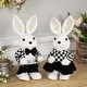 preview thumbnail 3 of 4, Girl Easter Rabbit Figurine in Checkered Dress -10"