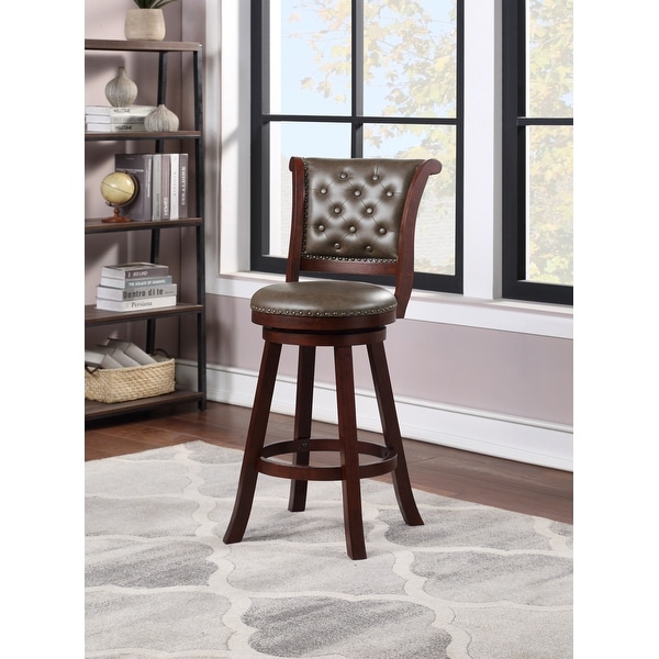 Nailhead Trimmed Button Tufted Faux Leather Swivel Barstool. Opens flyout.