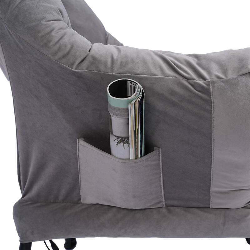Modern Steel Frame Leisure Sofa Chair with Armrests and A Side Pocket