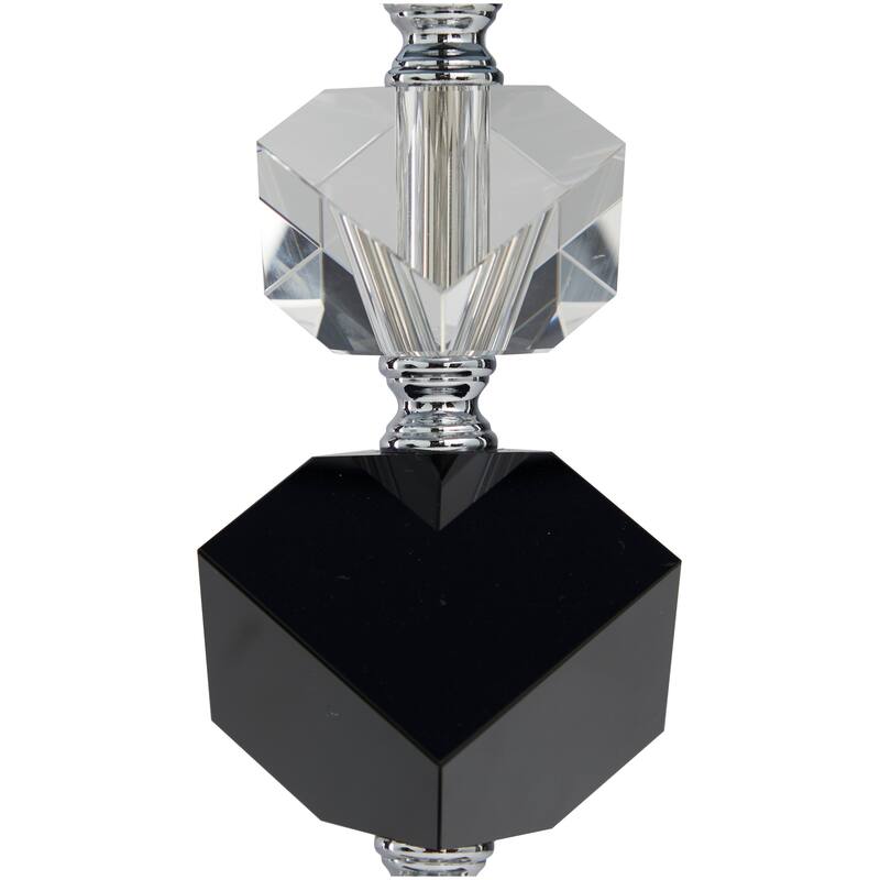 Clear Crystal Geometric Diamond Inspired Room Table Lamp with Black Crystal Base and Black Shade