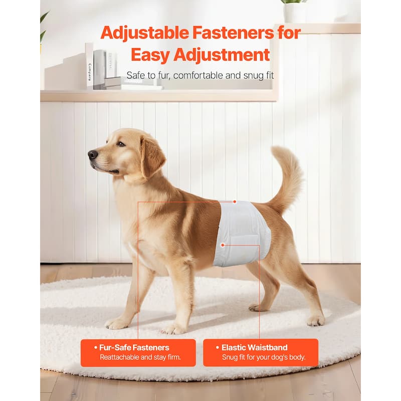 UIMOSO Disposable Male Dog Diapers, Super Absorbent Male Dog Wraps, 360 ° Leak-Proof Belly Bands with Wetness Indicator