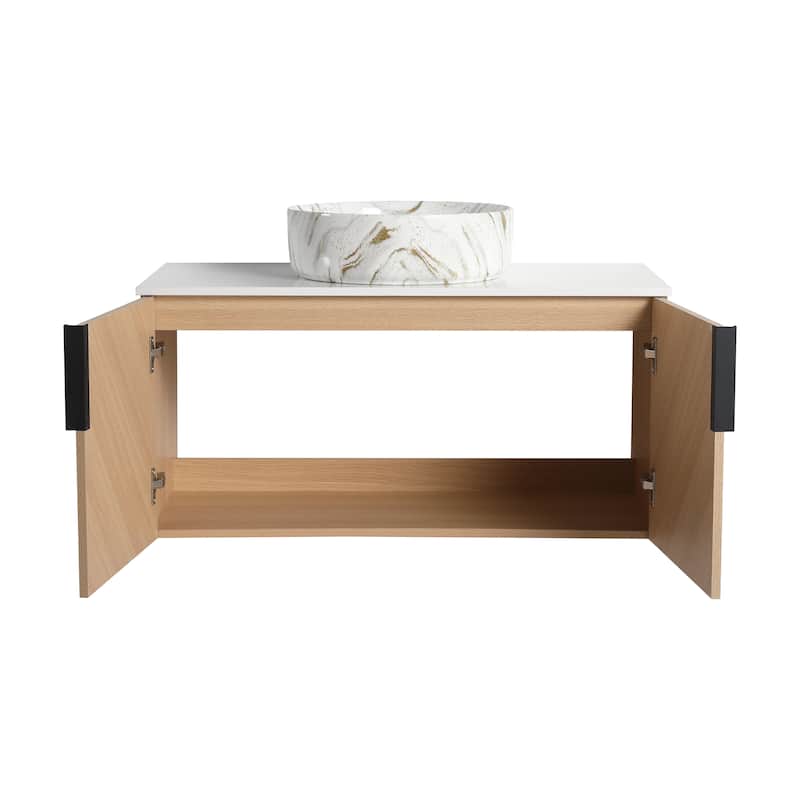 Bathroom Vanity With Sink In 30/36 Inch, Floating Bathroom Vanity With 2 Soft Close Doors