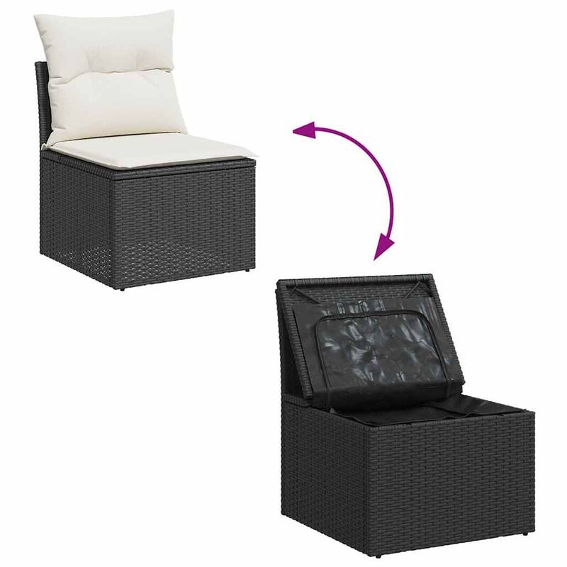 vidaXL Patio Sofa Set with Cushions Sofa Modules and Table 9 Piece Poly Rattan - 21.7 x 39.4 x 28.7