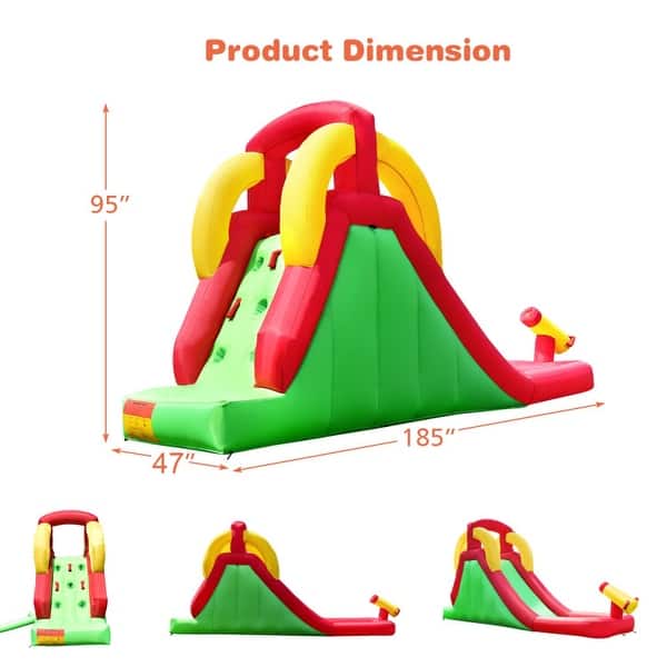 Inflatable Water Slide Bounce House with Climbing Wall and Jumper without Blower - 15.4" x 4" x 8" (L x W x H)