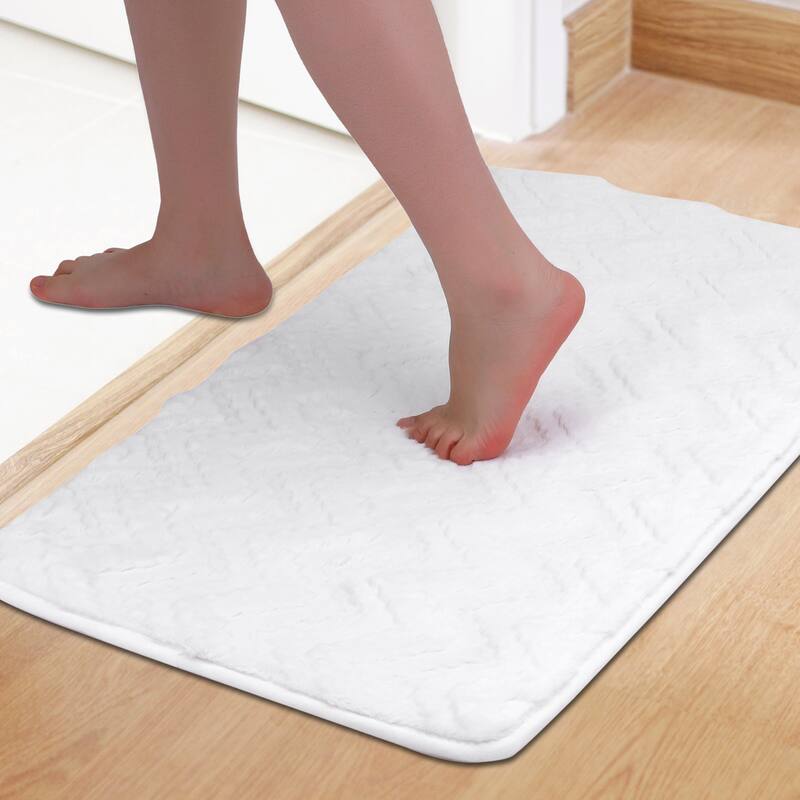 Bathroom Mat Soft Absorbent Non-Slip Backing Quick Dry Bath floor Rugs Home Gifts - Beige - 16" x 24"