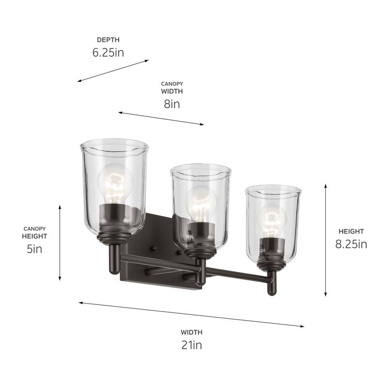 Kichler Lighting Shailene Bathroom Vanity Light with Clear Glass