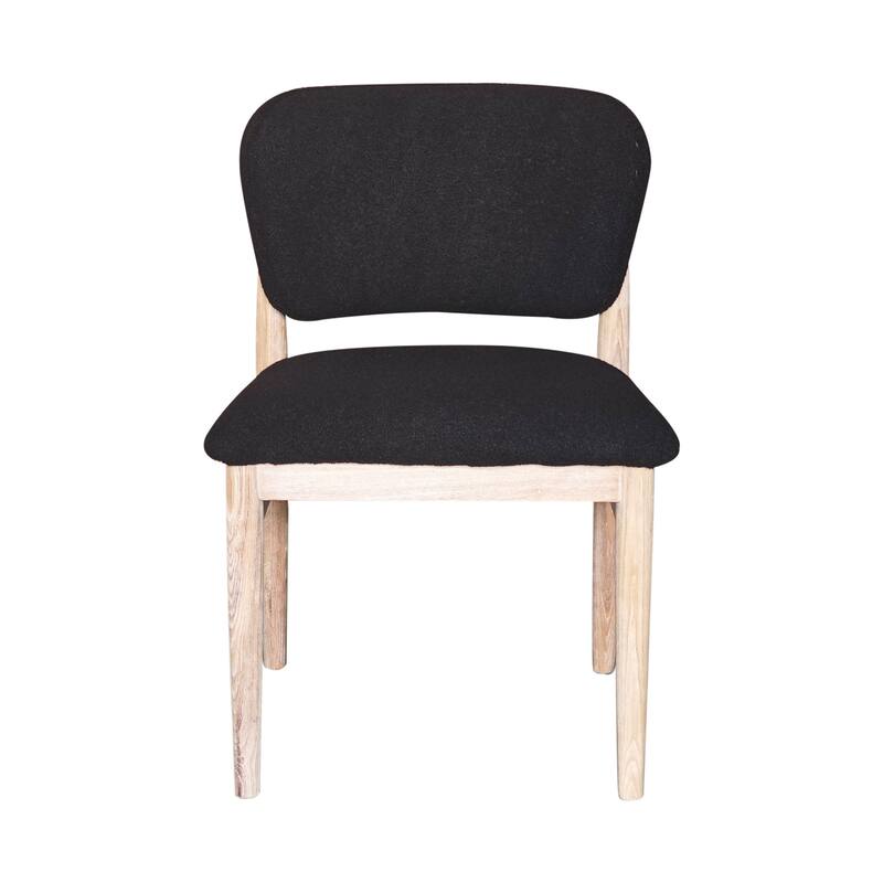 Fela Dining Chair Set of 2, Black Seat and Back, Natural Brown Wood