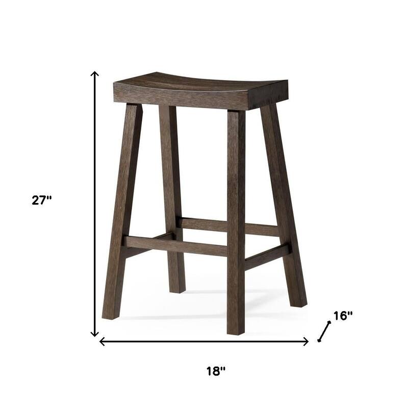 HomeRoots 27" Brown Solid Wood Backless Counter Height Bar Chair