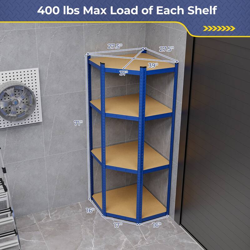 Gymax 2PCS 4-Tier Adjustable Garage Storage Utility Rack Corner