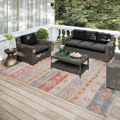 Addison Indoor/ Outdoor Yuma Southwest Boho Washable Rug
