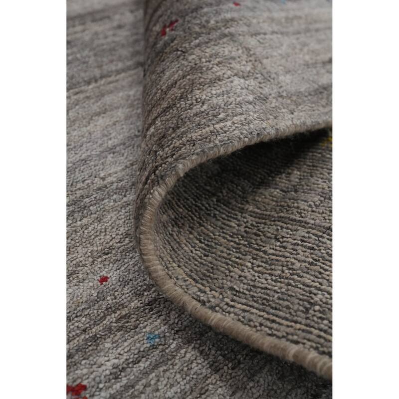 Hand Knotted Oriental Viscose Silk Carpet Tribal Animal Pictorial Greys & Charcoal Gabbeh Area Rug - 11' 8'' X 5' 0''