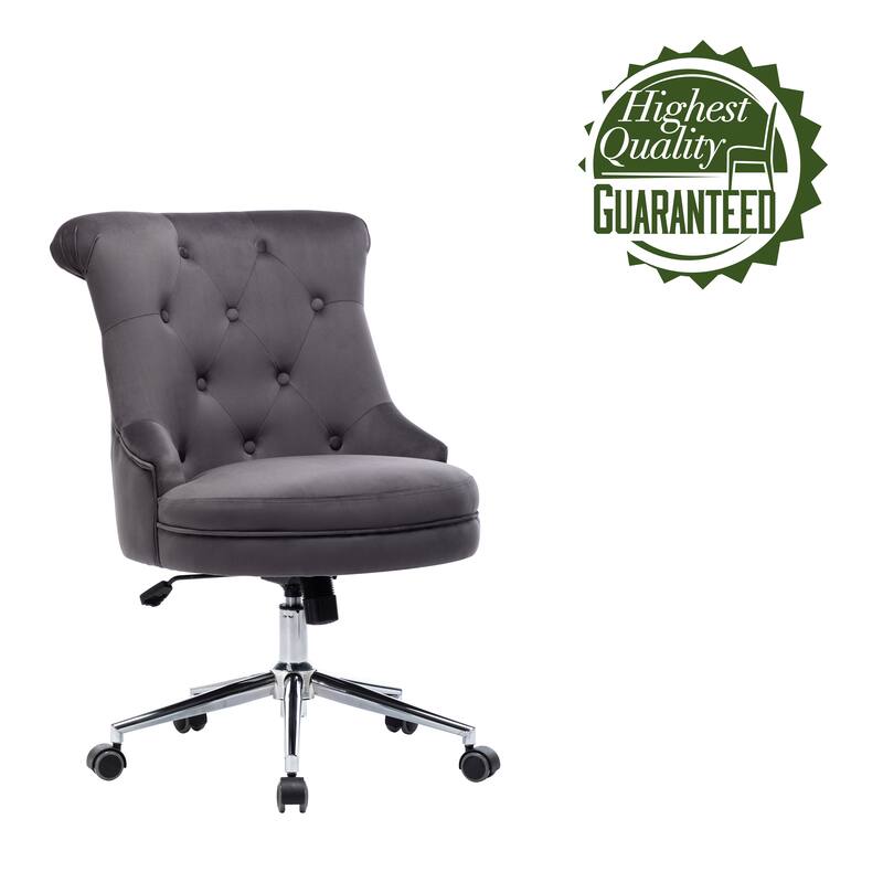 Porthos Home Itzel Velvet Desk Chair With Swivel, Wingback Design
