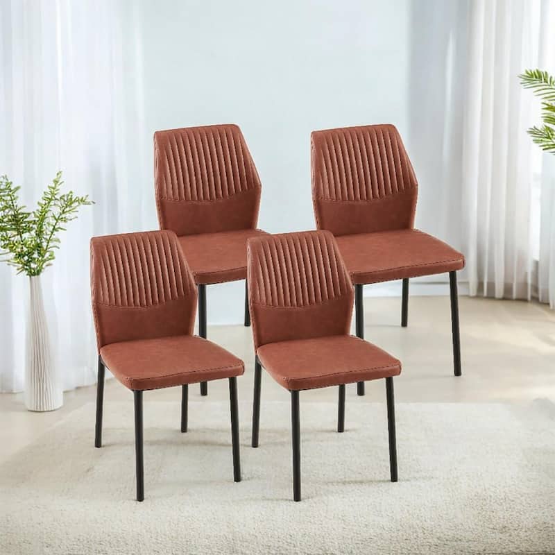 4PCS PU Metal Armless Dining Chair