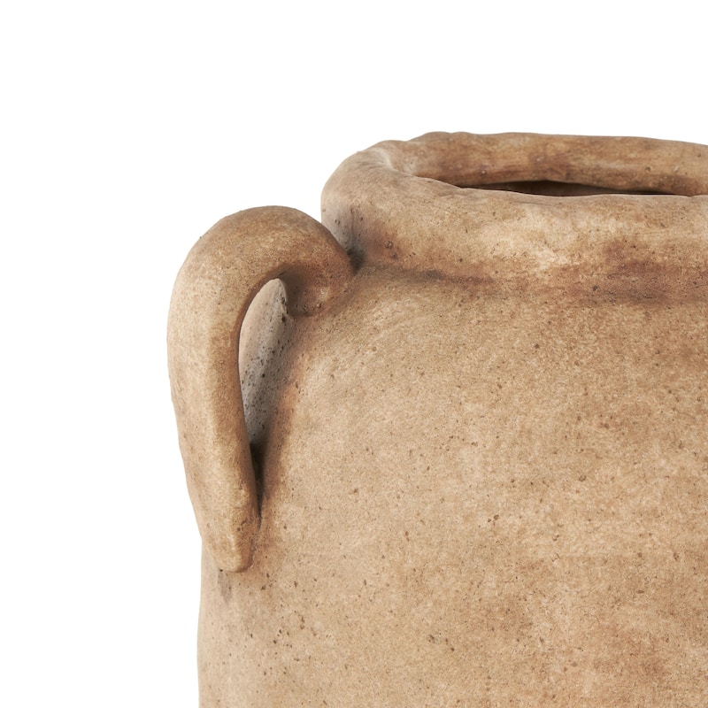 Ceramic Antique Style Textured Vase with Handles - Copper or White - Roche River Decor