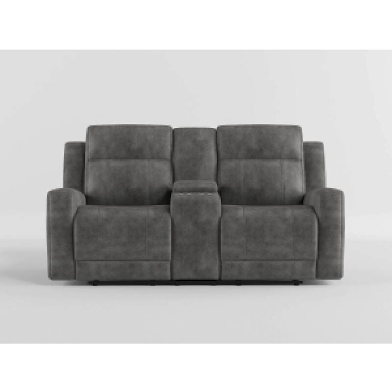 Tesy Manual Recliner Loveseat, Console, Dark Gray Microfiber 71 Inch