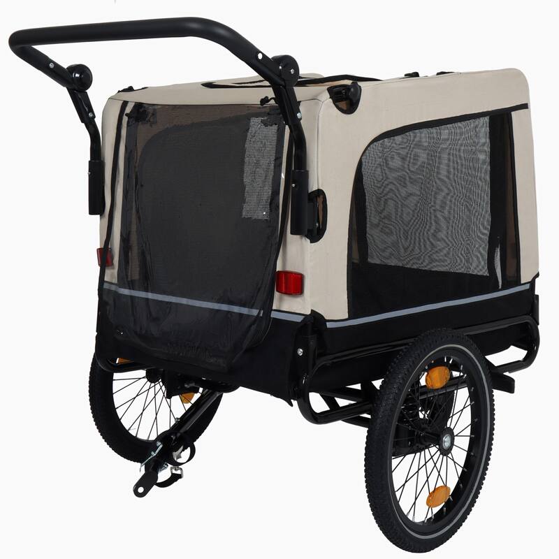 2-In-1 Bike Trailer & Push Cart For Pets-All-Terrain Wheels,Quick Release Wheel,Internal Leash,Holds Pets Up To 88 Lbs