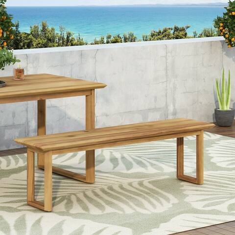 Nibley Outdoor Acacia Wood Outdoor Dining Bench by Christopher Knight Home