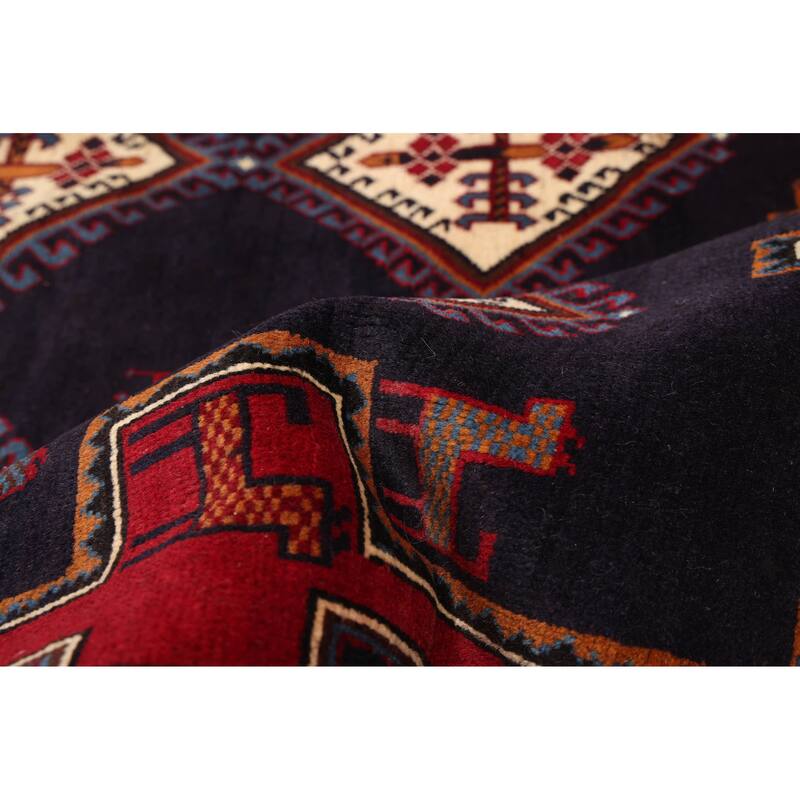 ECARPETGALLERY Hand-knotted Melis Vintage Dark Navy Wool Rug - 5'3 x 6'7