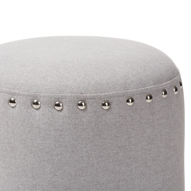Rosine Modern and Contemporary Fabric Upholstered Nail Trim Ottoman