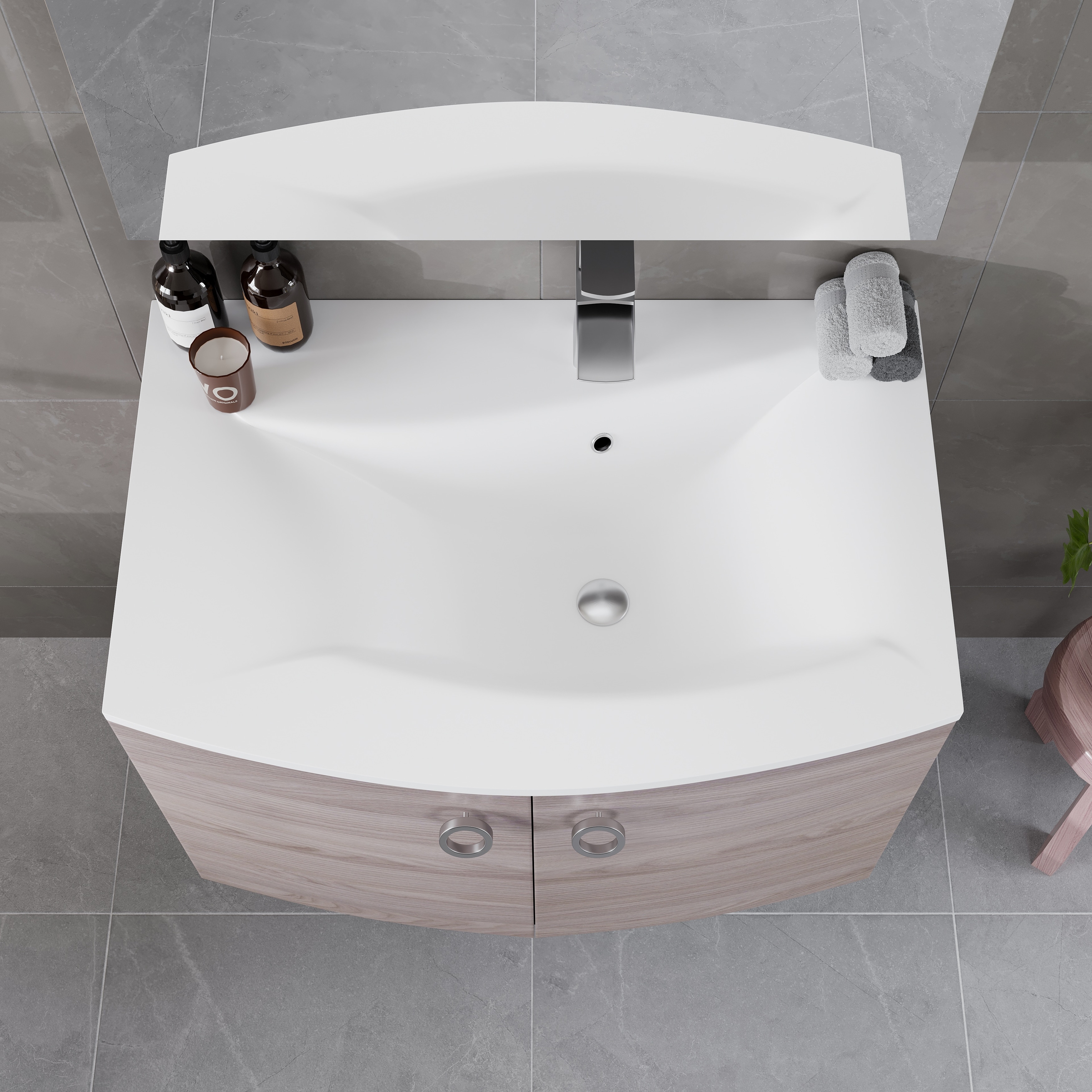 Eviva Romina 28 in. W x 22 in. D x 22 in. H Single Sink Wallmount Bath Vanity in Gray Oak with White Acrylic Top