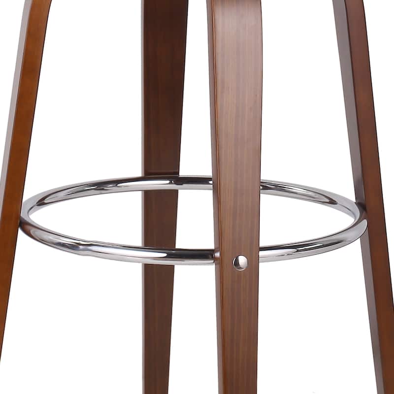 Curved Swivel Bar Stools, 30" Leather Counter Height Stools Dining Stool with Wood Frame and Footrest