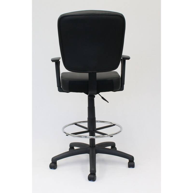 Hya Heavy Duty Swivel Office Stool, Footring & Adjustable Arms, Black